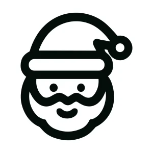 Simple Outline Santa Claus Face with Hat Decoration Icon Element
