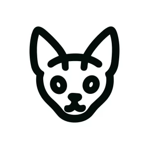 Minimalist Outline Head Kitten Illustration Simple Black and White Icon