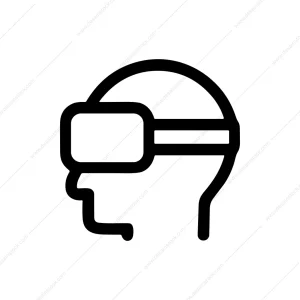 Simple Outline Headset Wearable Technology Futuristic Line Icon