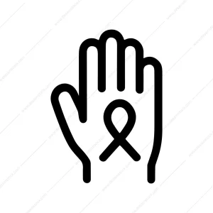 Outline Simple Hand Awareness Ribbon Silhouette Icon Symbol
