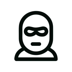 Simple Line Style Criminal Masked Person Outline Shape Icon