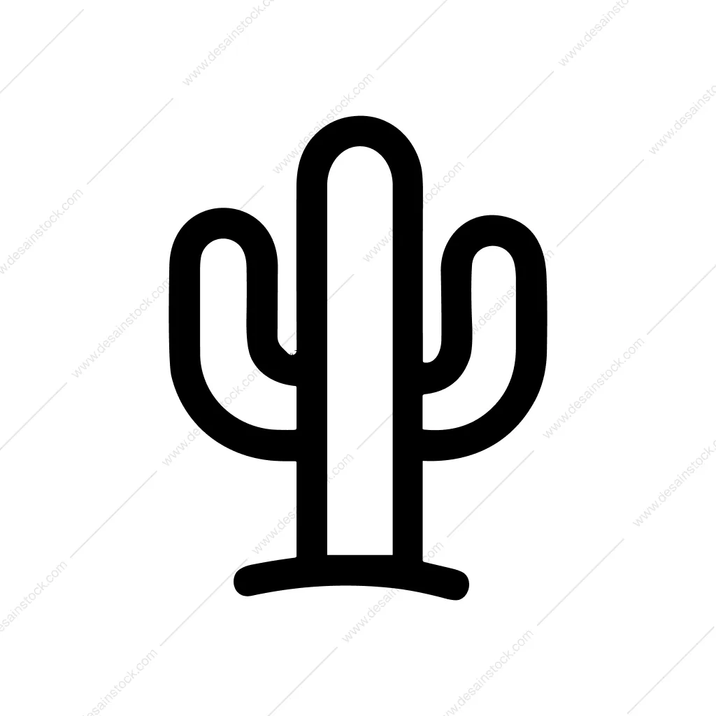 Outline Simple Cactus Plant Icon Graphic Element