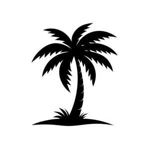 Simple Silhouette Black Tropical Palm Tree Graphic Icon