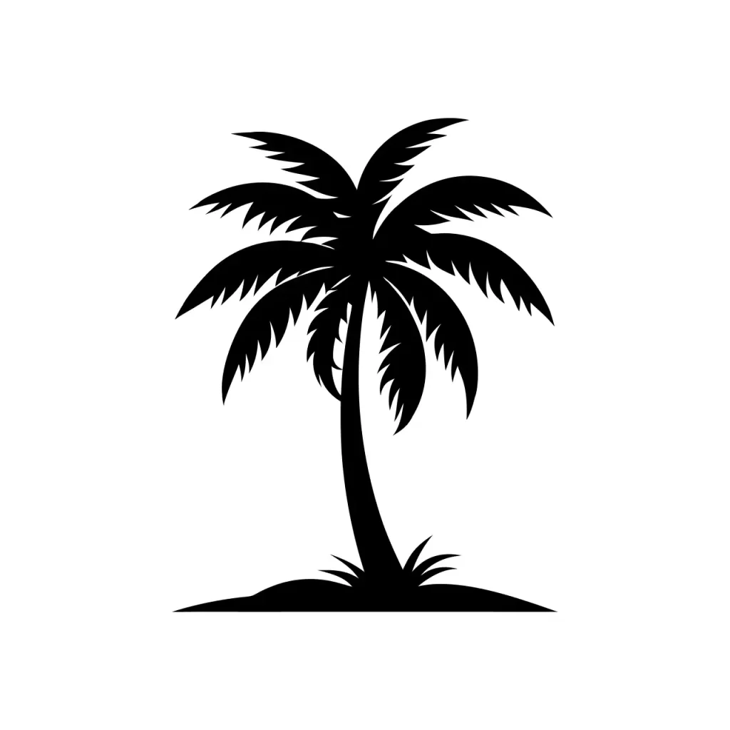 Simple Silhouette Tropical Palm Tree on Island