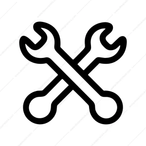 Outline Crossed Wrench Icon Instrument Repair Tool