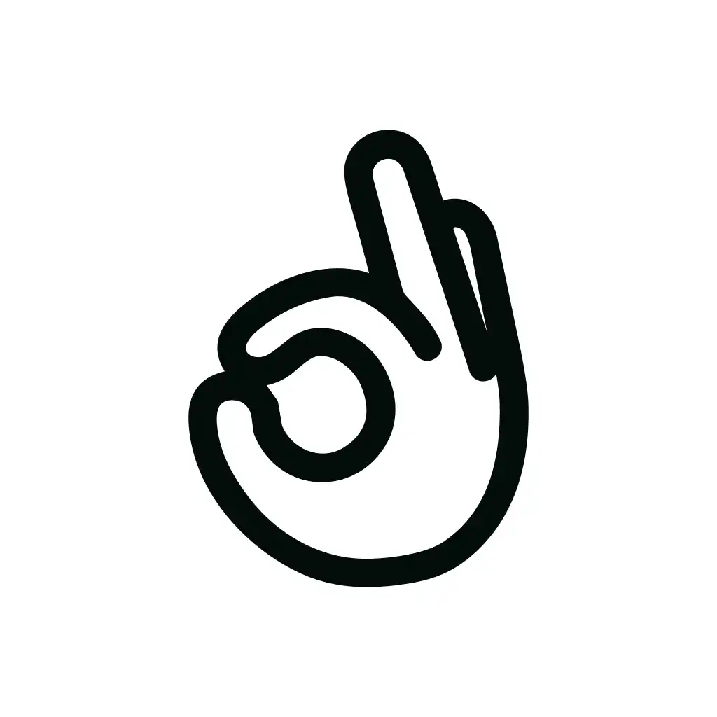 Minimalist Line Art Hand Sign Doing Okay Gesture Symbol Icon
