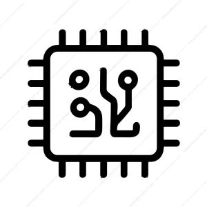 Simple Outline Microchip Electronic Component Square Shape Icon