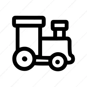 Simple Line Train Transportation Vehicle Icon Graphic