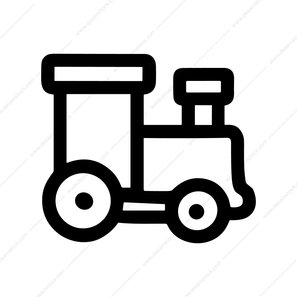 Simple Line Train Transportation Vehicle Icon Graphic