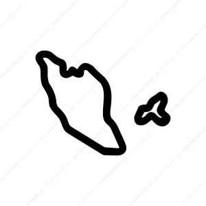 Simple Outlined Malaysia Map and Islands Illustration Element