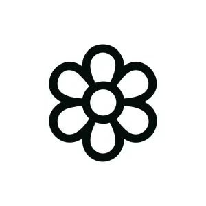 Simple Outline Flower with Rounded Petals Nature Floral Decorative Design Icon