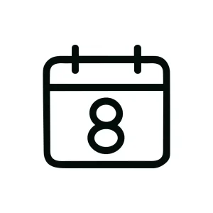 Minimalist Outline Date Eight Calendar Shape Icon