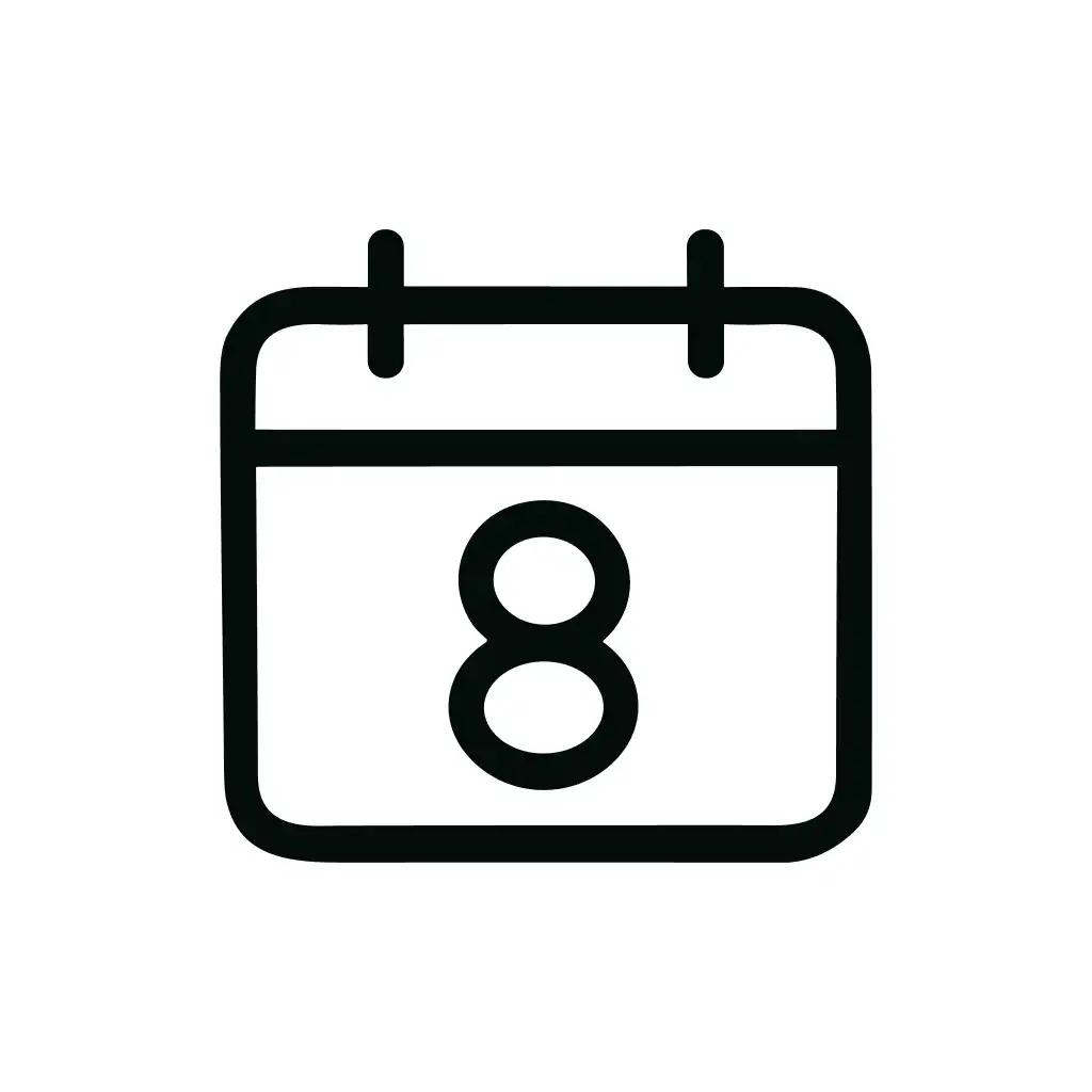 Minimalist Outline Date Eight Calendar Shape Icon