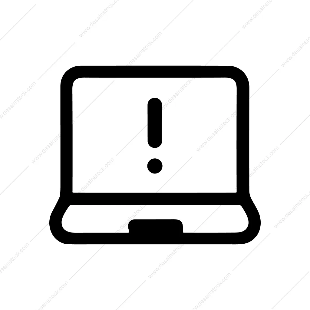Outline Simple Laptop Error Notification Sign Icon