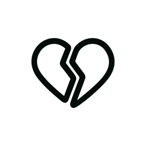 Simple Outline Broken Heart Shape Silhouette Symbol