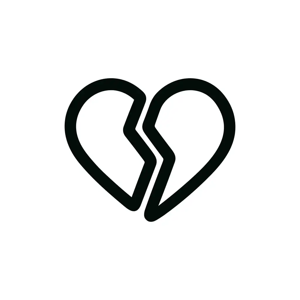 Simple Outline Broken Heart Shape Silhouette Symbol