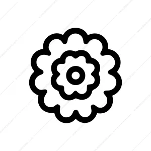 Simple Outline Circular Flower Blossom Shape Graphic Element