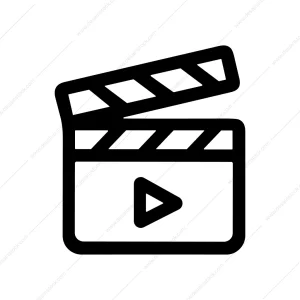 Simple Line Art Film Slate Play Button Icon