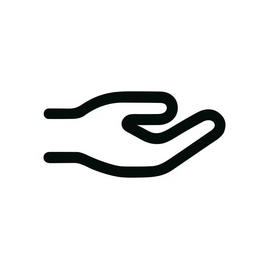 Simple Line Open Hand Receiving Gesture Icon