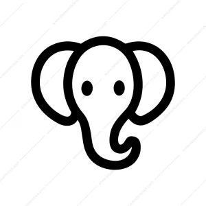 Minimalist Outline Elephant Head Graphic Design Element Icon