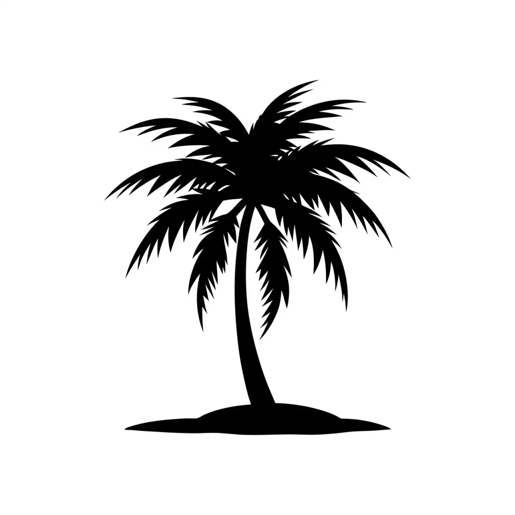 Minimalist Silhouette Single Palm Tree Tropical Plant