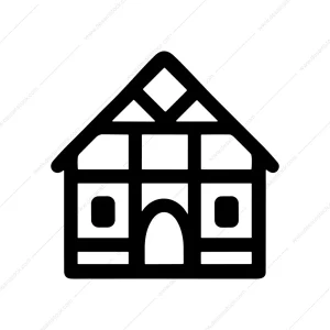 Simple Outline Tudor House Facade Style Icon