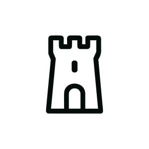 Minimalist Outline Castle Tower Fortress Icon Symbol Isolated Design