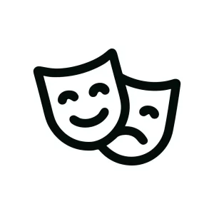 Outline Minimalist Happy Sad Mask Drama Theater Icon