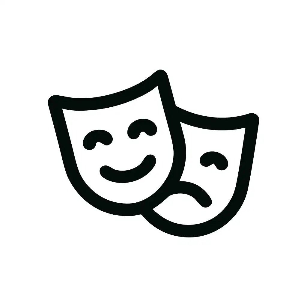 Outline Minimalist Happy Sad Mask Drama Theater Icon