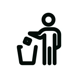 Simple Outline Stick Figure Throwing Trash Icon