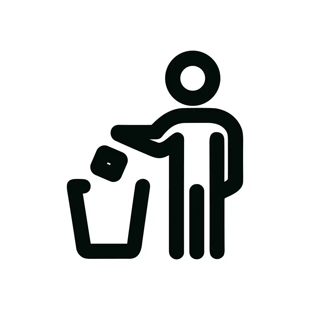 Simple Outline Stick Figure Throwing Trash Icon