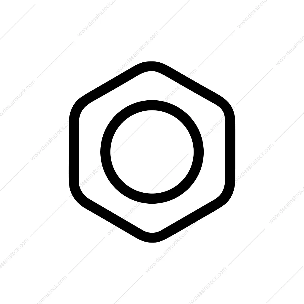 Line Art Minimalist Nut Bolt Mechanical Part Icon
