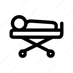 Minimal Outline Patient Lying On Hospital Bed Icon