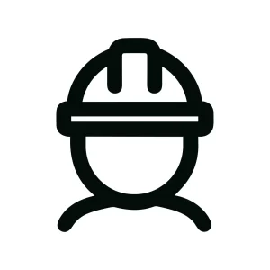 Minimalist Outline Construction Worker with Hard Hat Safety Helmet Icon