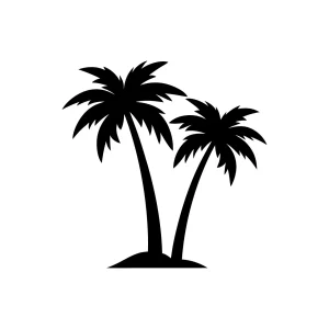 Minimalist Silhouette Palm Tree Tropical Island Graphic