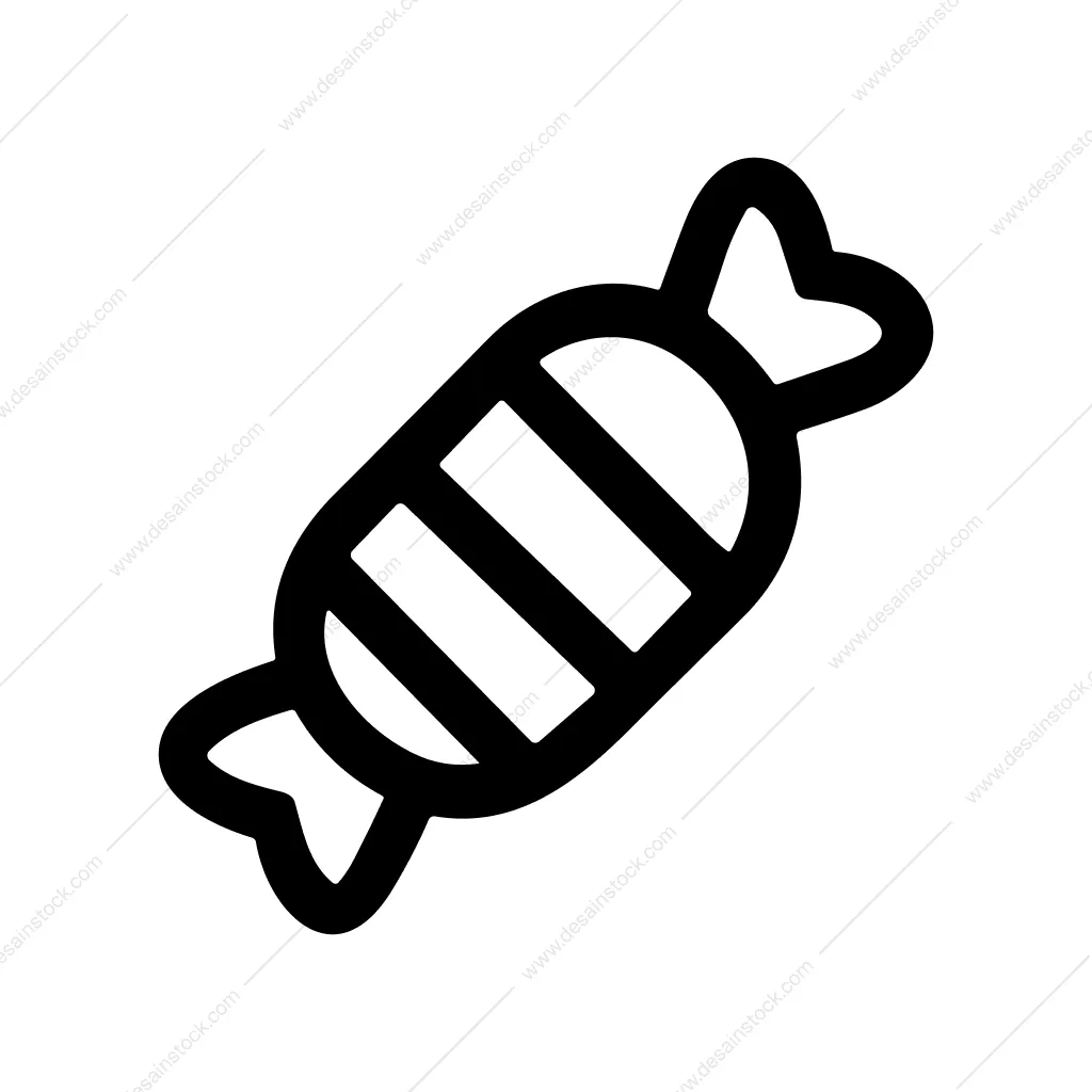 Simple Outline Wrapped Sweet Candy Treat Icon