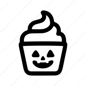 Outline Simple Halloween Pumpkin Cupcake Dessert Icon