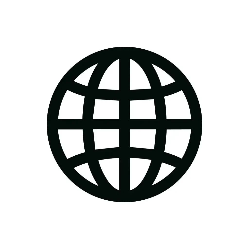 Simple Line World Globe Icon for Website and Application Design