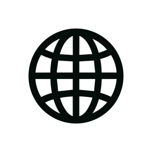 Simple Line World Globe Icon for Website and Application Design