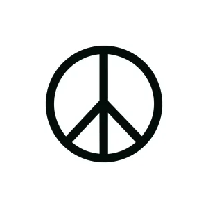 Simple Line Art Peace Symbol Icon in Black and White