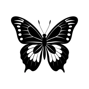 Detailed Silhouette Butterfly Wing Insect Flying Animal Illustration Design Element