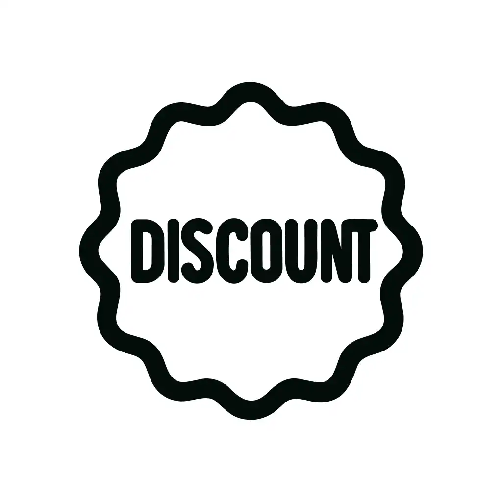 Minimalist Outline Discount Sticker Circle with Wavy Edges