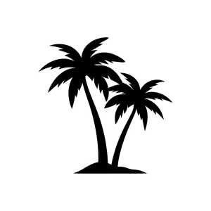 Simple Silhouette Tropical Palm Tree Graphic Element