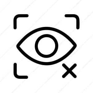 Minimalist Outline Eye Scan Blocked Access Icon Symbol