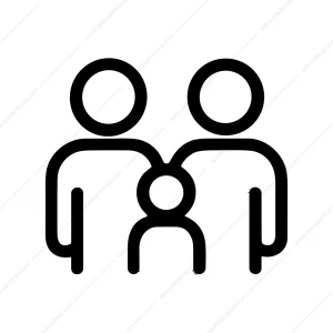 Simple Outline Family Icon with Child Minimalist Design