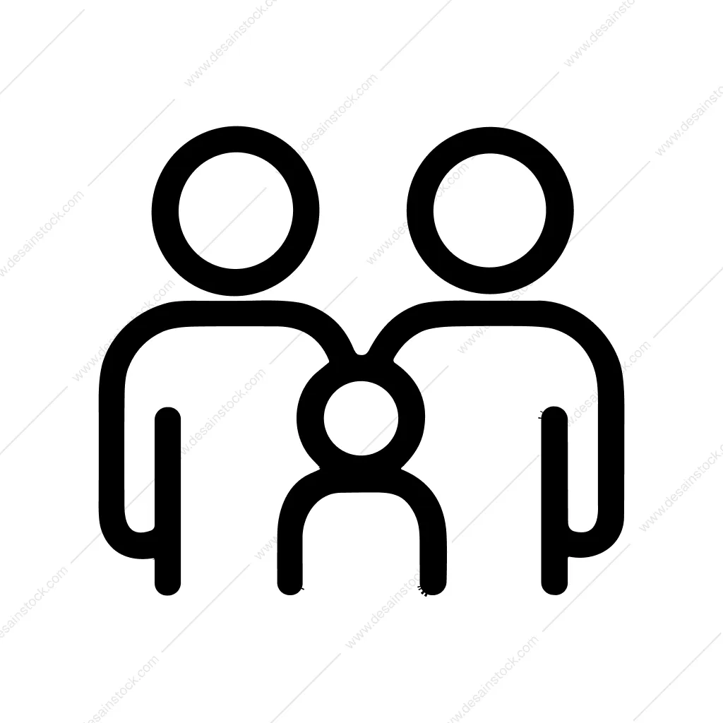 Simple Outline Family Icon with Child Minimalist Design