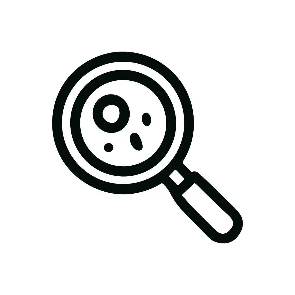 Line Drawing Detailed Microbe Through Magnifying Glass Icon