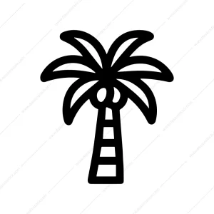 Outline Handdrawn Palm Tree Tropical Nature Icon
