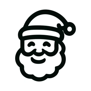 Minimalist Outline Santa Claus Face with Hat Christmas Holiday Icon