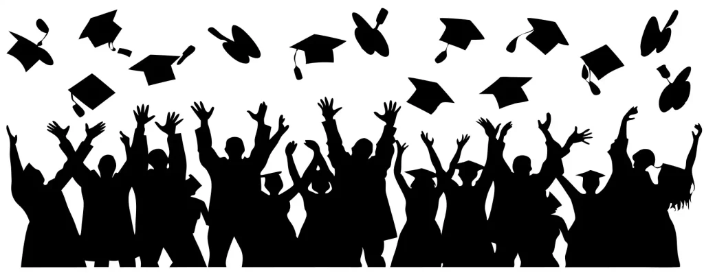 Silhouette Cheerful Graduation Ceremony Group Celebration Moment Illustration